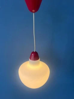 Sale Pamono Mid-Century Milk Glass Pendant Lamp with Red Top and Ceiling Cap