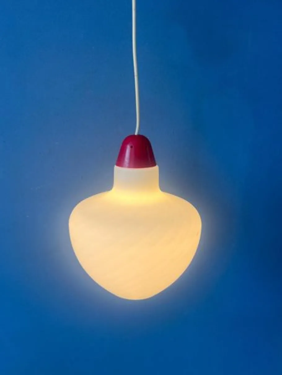 Sale Pamono Mid-Century Milk Glass Pendant Lamp with Red Top and Ceiling Cap