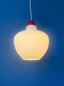 Sale Pamono Mid-Century Milk Glass Pendant Lamp with Red Top and Ceiling Cap