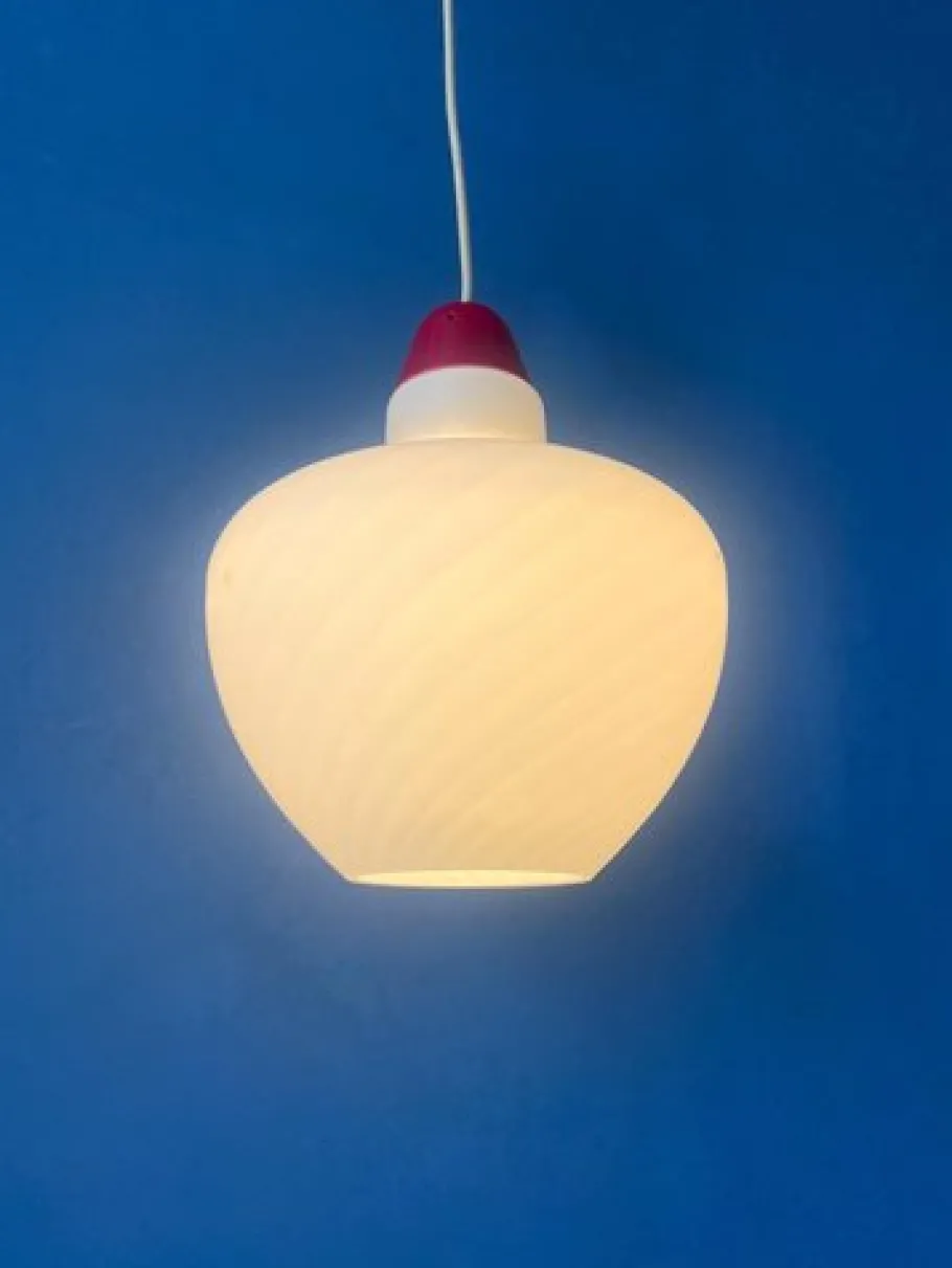 Sale Pamono Mid-Century Milk Glass Pendant Lamp with Red Top and Ceiling Cap