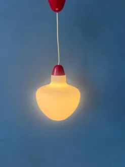 Sale Pamono Mid-Century Milk Glass Pendant Lamp with Red Top and Ceiling Cap