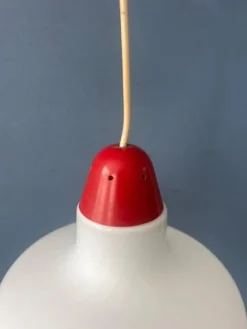Sale Pamono Mid-Century Milk Glass Pendant Lamp with Red Top and Ceiling Cap