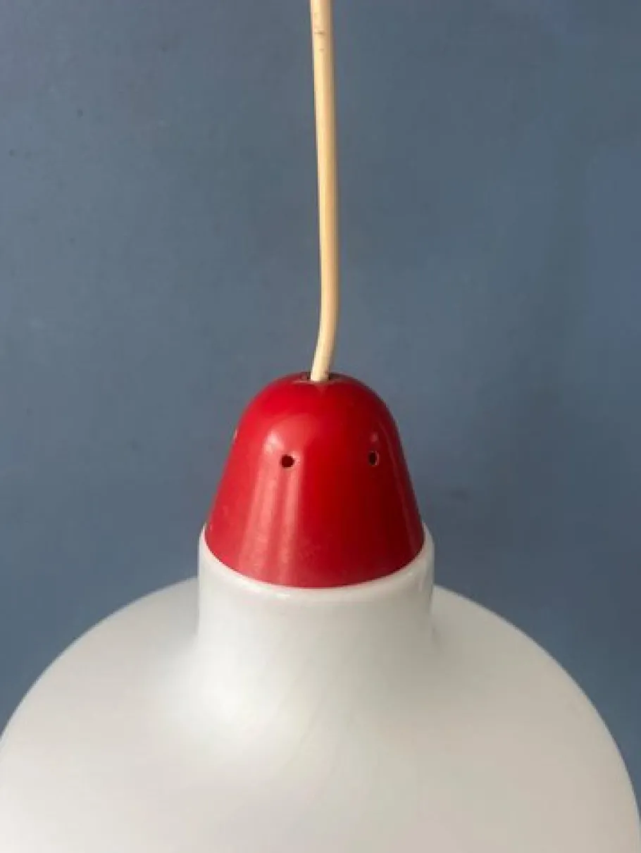 Sale Pamono Mid-Century Milk Glass Pendant Lamp with Red Top and Ceiling Cap