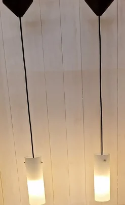 Sale Pamono Mid-Century Minimalist Ceiling Lamps with Opaque White Glass Shades, 1960s, Set of 2