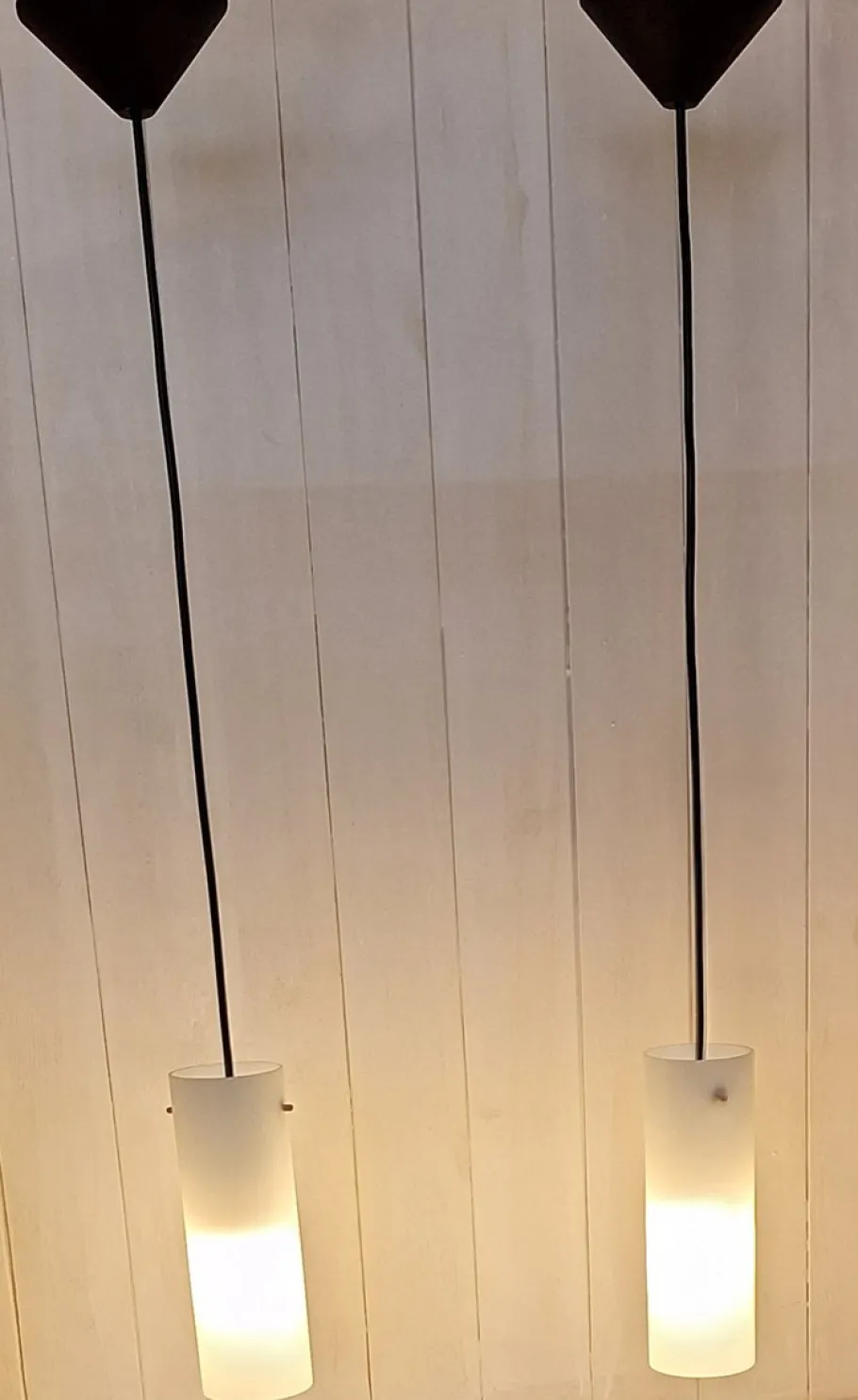 Sale Pamono Mid-Century Minimalist Ceiling Lamps with Opaque White Glass Shades, 1960s, Set of 2