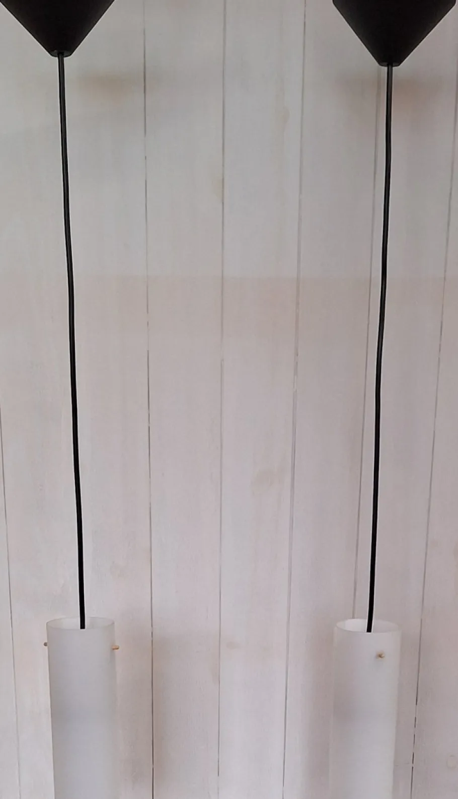 Sale Pamono Mid-Century Minimalist Ceiling Lamps with Opaque White Glass Shades, 1960s, Set of 2