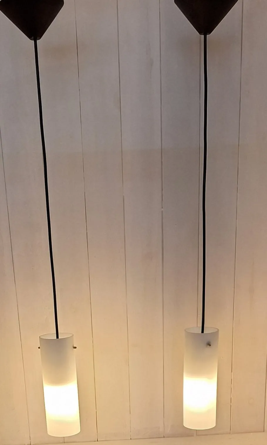 Sale Pamono Mid-Century Minimalist Ceiling Lamps with Opaque White Glass Shades, 1960s, Set of 2