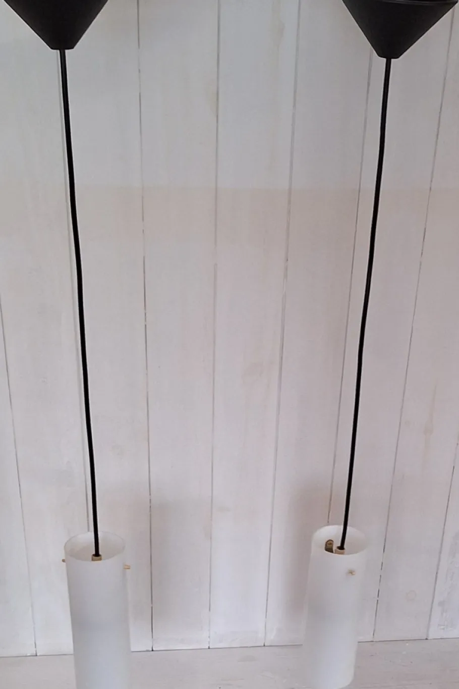 Sale Pamono Mid-Century Minimalist Ceiling Lamps with Opaque White Glass Shades, 1960s, Set of 2