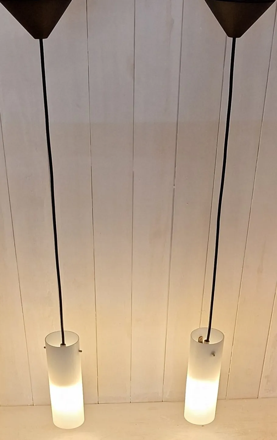 Sale Pamono Mid-Century Minimalist Ceiling Lamps with Opaque White Glass Shades, 1960s, Set of 2