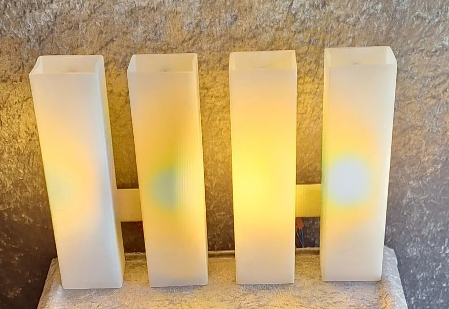 New Pamono Mid-Century Minimalist Cuboid Wall Lamps in White Metal with Double Opaque White Glass Shades from Doria, 1960s, Set of 2