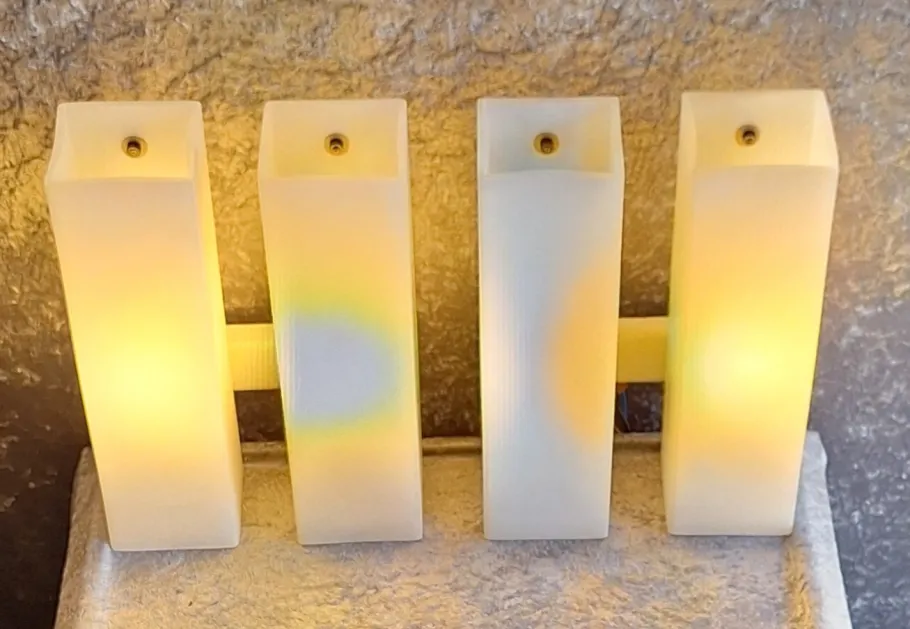 New Pamono Mid-Century Minimalist Cuboid Wall Lamps in White Metal with Double Opaque White Glass Shades from Doria, 1960s, Set of 2