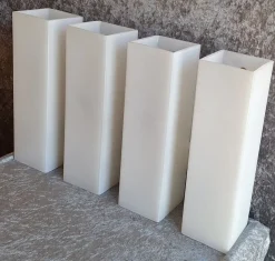 New Pamono Mid-Century Minimalist Cuboid Wall Lamps in White Metal with Double Opaque White Glass Shades from Doria, 1960s, Set of 2