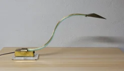 Hot Pamono Mid-Century Modern Acrylic Glass Serpent Table Lamp Cobra in Brass, 1970s