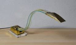 Hot Pamono Mid-Century Modern Acrylic Glass Serpent Table Lamp Cobra in Brass, 1970s