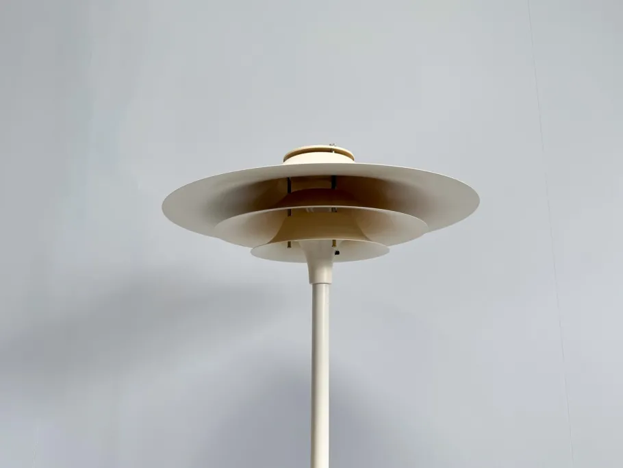 Sale Pamono Mid-Century Modern Adina Floor Lamp with White Metal Shade from Lyfa, Denmark, 1970s