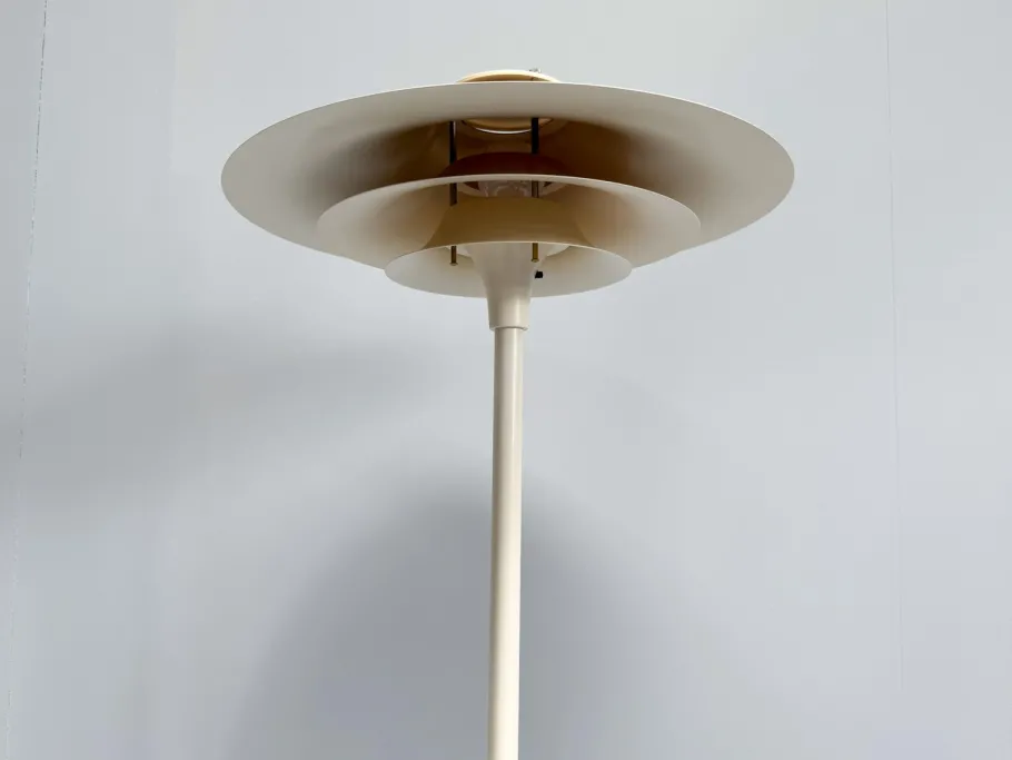 Sale Pamono Mid-Century Modern Adina Floor Lamp with White Metal Shade from Lyfa, Denmark, 1970s