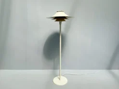 Sale Pamono Mid-Century Modern Adina Floor Lamp with White Metal Shade from Lyfa, Denmark, 1970s