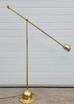 Discount Pamono Mid-Century Modern Adjustable Brass Floor Lamp from Fischer, Germany, 1960s