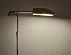 Sale Pamono Mid-Century Modern Adjustable Swing Arm Floor Lamp in Brass, Germany, 1960s