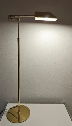 Sale Pamono Mid-Century Modern Adjustable Swing Arm Floor Lamp in Brass, Germany, 1960s
