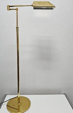 Sale Pamono Mid-Century Modern Adjustable Swing Arm Floor Lamp in Brass, Germany, 1960s