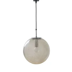 New Pamono Mid-Century Modern Air-Bubbled Glass Globe Pendant Light from Limburg, 1970s