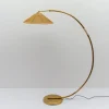 Discount Pamono Mid-Century Modern Brass & Rattan Arc Floor Lamp, Italy, 1950s
