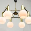 Best Pamono Mid-Century Modern Brass and Opaline Chandelier, Italy