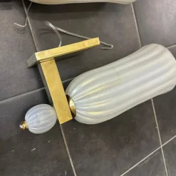 Clearance Pamono Mid-Century Modern Brass and Murano Glass Wall Sconces in the style of Barovier, 1990s, Set of 2