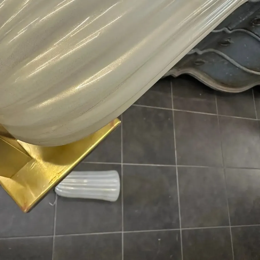 Clearance Pamono Mid-Century Modern Brass and Murano Glass Wall Sconces in the style of Barovier, 1990s, Set of 2