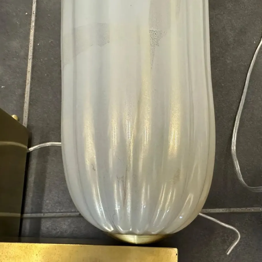 Clearance Pamono Mid-Century Modern Brass and Murano Glass Wall Sconces in the style of Barovier, 1990s, Set of 2