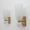 Clearance Pamono Mid-Century Modern Brass and Pulegoso Murano Glass Sconces, 1980, Set of 2