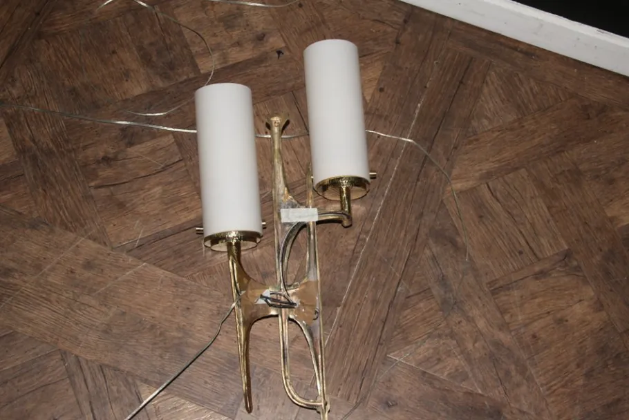 Clearance Pamono Mid-Century Modern Bronze Wall Sconces by Felix Agostini, 1990s, Set of 2