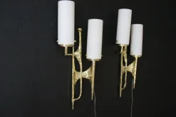 Clearance Pamono Mid-Century Modern Bronze Wall Sconces by Felix Agostini, 1990s, Set of 2