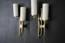 Clearance Pamono Mid-Century Modern Bronze Wall Sconces by Felix Agostini, 1990s, Set of 2