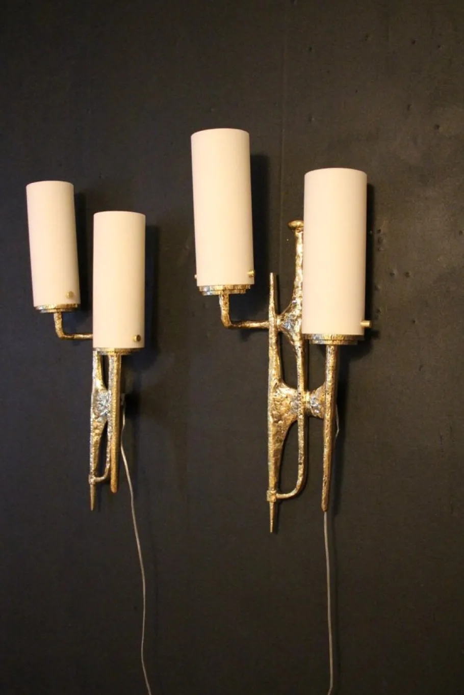 Clearance Pamono Mid-Century Modern Bronze Wall Sconces by Felix Agostini, 1990s, Set of 2