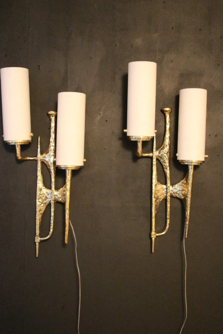 Clearance Pamono Mid-Century Modern Bronze Wall Sconces by Felix Agostini, 1990s, Set of 2