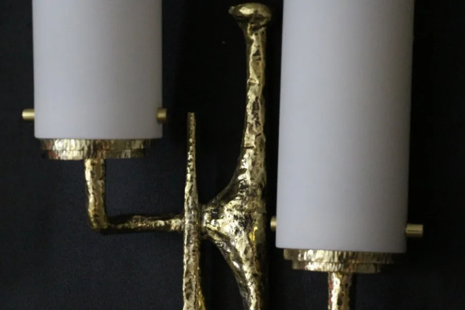 Clearance Pamono Mid-Century Modern Bronze Wall Sconces by Felix Agostini, 1990s, Set of 2