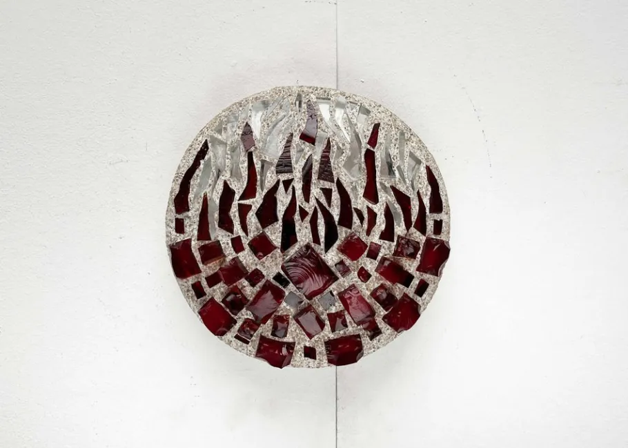 Clearance Pamono Mid-Century Modern Brutalist Glass and Concrete Wall Lamp, 1960s