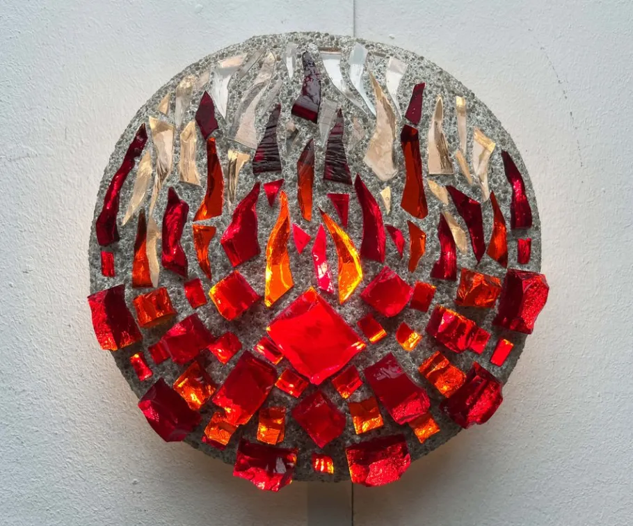 Clearance Pamono Mid-Century Modern Brutalist Glass and Concrete Wall Lamp, 1960s