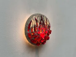 Clearance Pamono Mid-Century Modern Brutalist Glass and Concrete Wall Lamp, 1960s