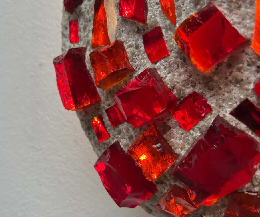 Clearance Pamono Mid-Century Modern Brutalist Glass and Concrete Wall Lamp, 1960s