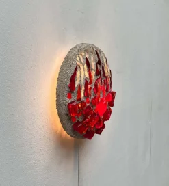 Clearance Pamono Mid-Century Modern Brutalist Glass and Concrete Wall Lamp, 1960s