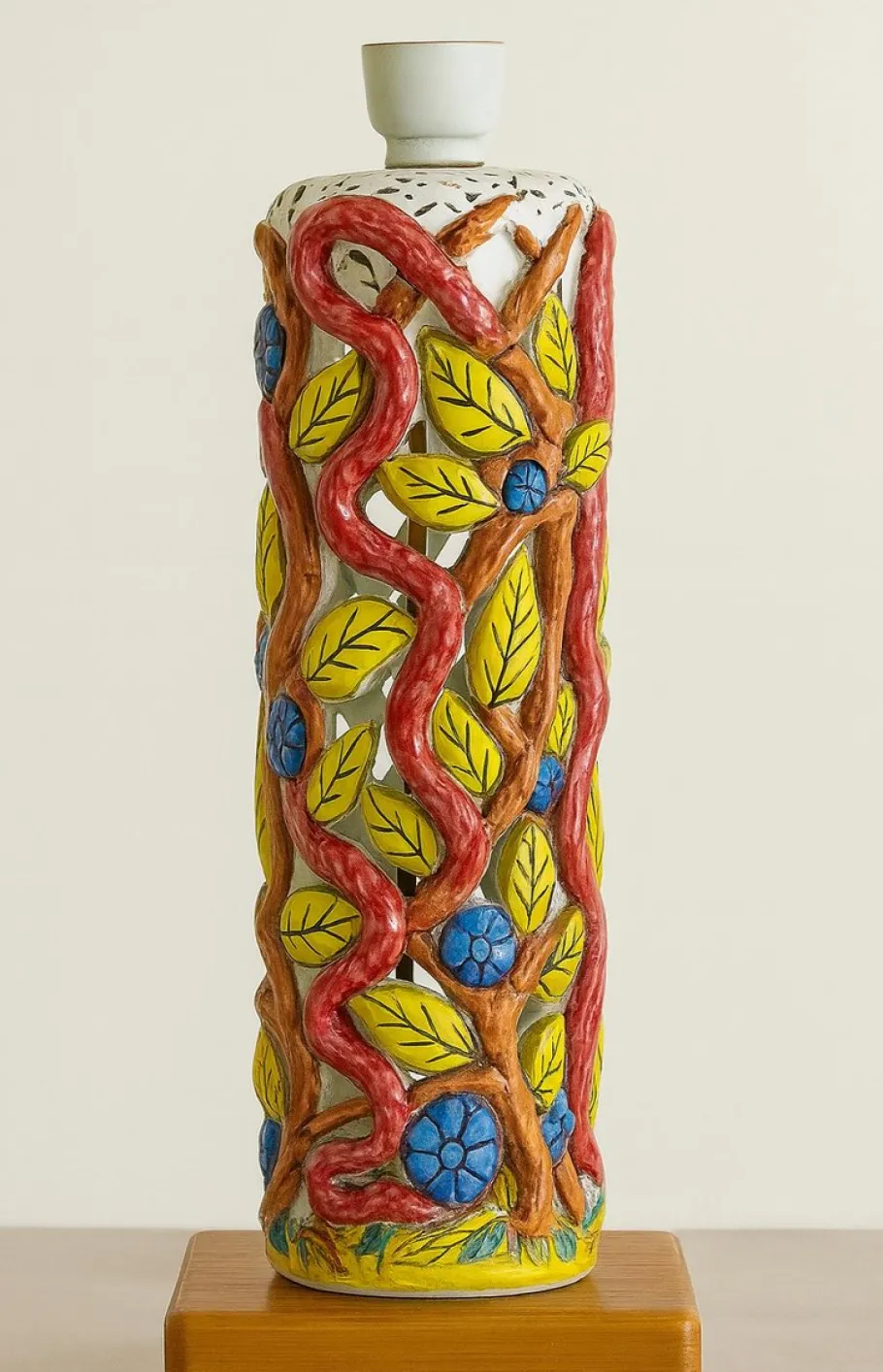 Discount Pamono Mid-Century Modern Ceramic Lamp Base with Eden-Inspired Relief Motifs, 1960s