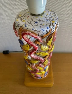 Discount Pamono Mid-Century Modern Ceramic Lamp Base with Eden-Inspired Relief Motifs, 1960s