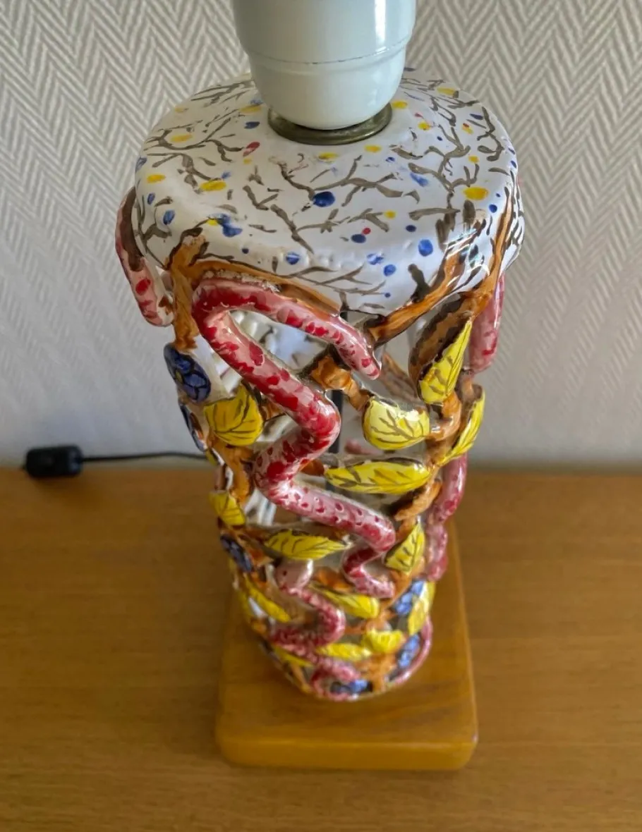 Discount Pamono Mid-Century Modern Ceramic Lamp Base with Eden-Inspired Relief Motifs, 1960s