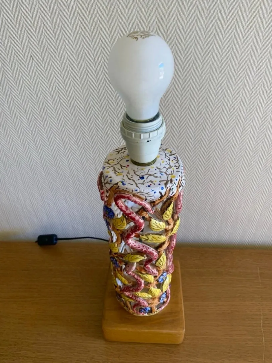 Discount Pamono Mid-Century Modern Ceramic Lamp Base with Eden-Inspired Relief Motifs, 1960s