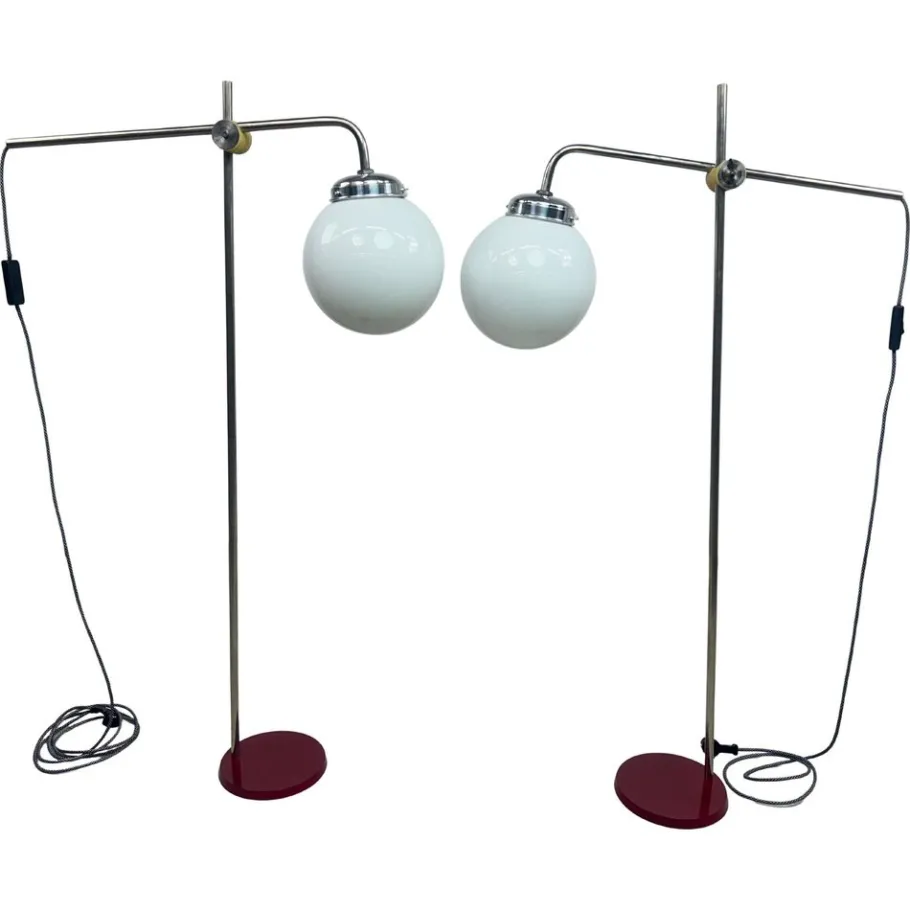 Pamono Mid-Century Modern Chrome Floor Lamps, 1950s, Set of 2