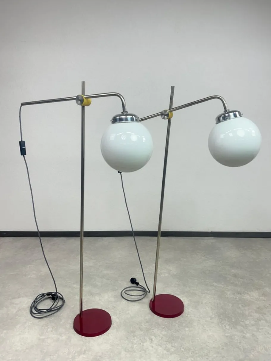 Pamono Mid-Century Modern Chrome Floor Lamps, 1950s, Set of 2