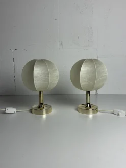 Pamono Midcentury Modern Cocoon and Brass Table Lamps from Goldkant Leuchten, 1960s, Set of 2